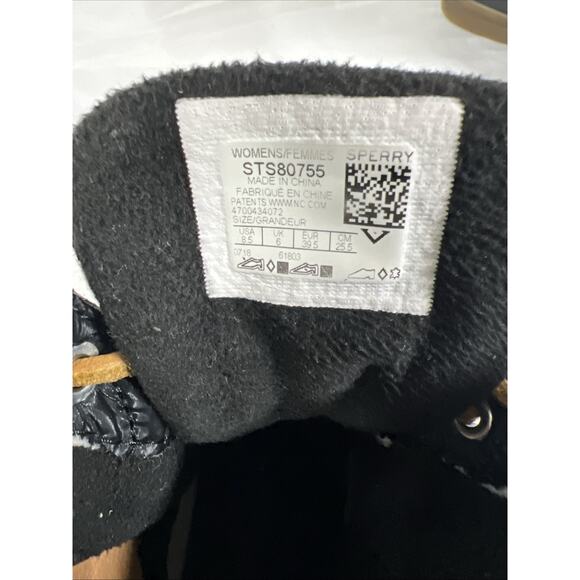 Sperry Black Saltwater Quilted Duck Ankle Boots Womens 8.5 M STS80755 Waterproof - Picture 9 of 11